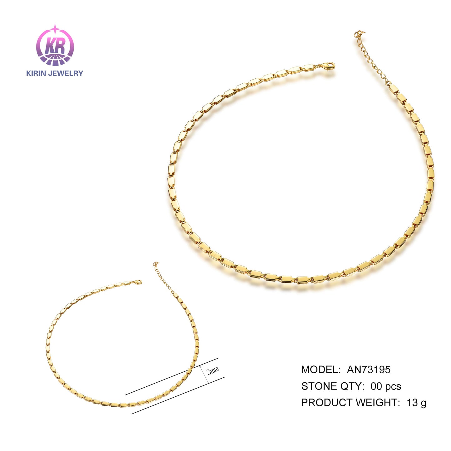 925 silver necklace with 14K gold plating AN73195 Kirin Jewelry