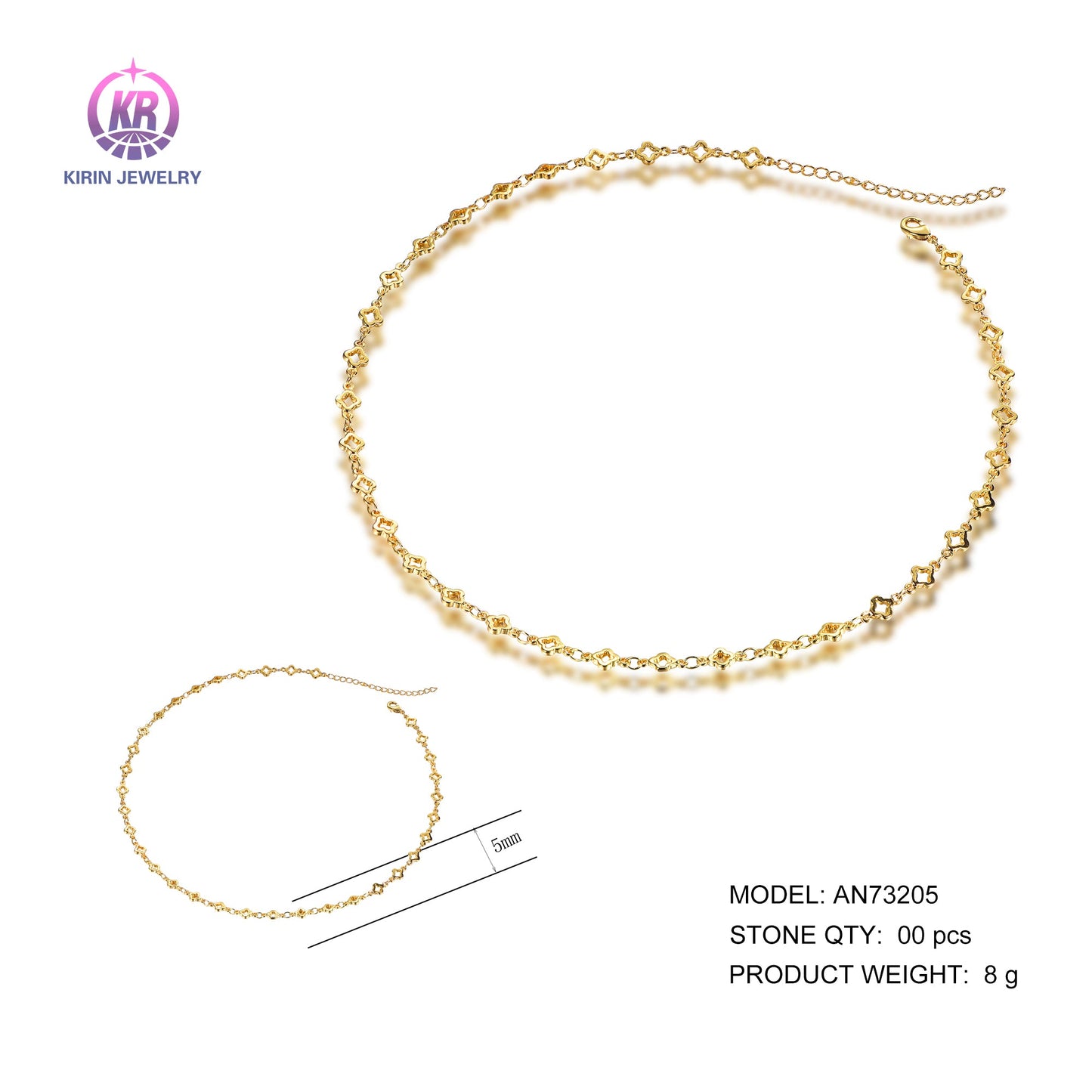 925 silver necklace with 14K gold plating AN73205 Kirin Jewelry