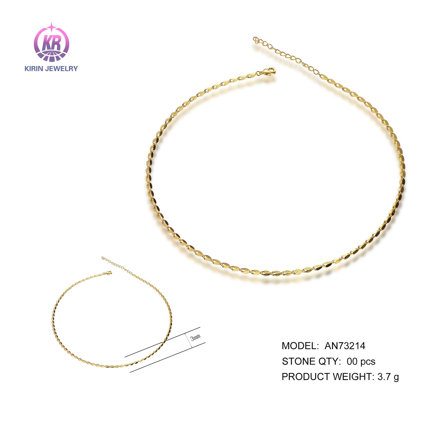 925 silver necklace with 14K gold plating AN73214 Kirin Jewelry