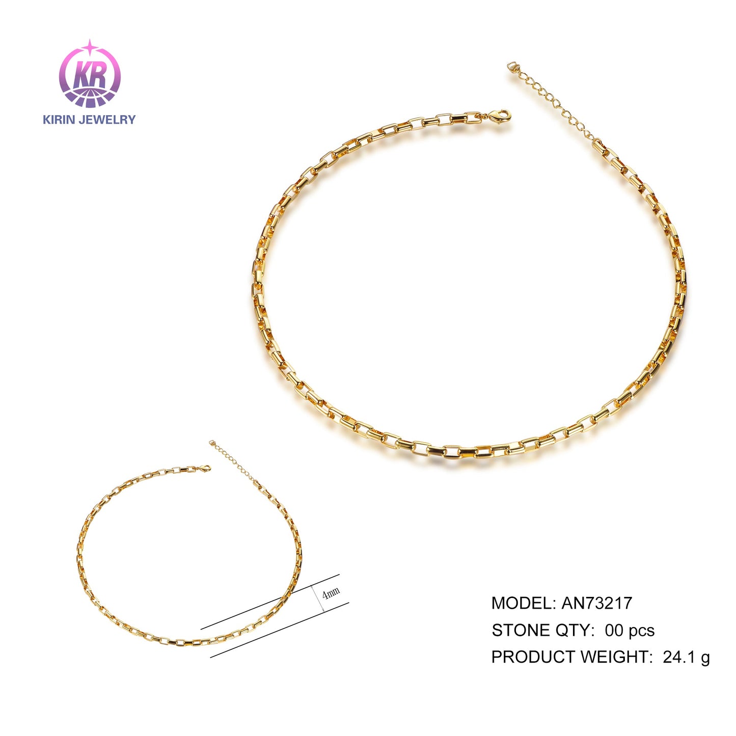 925 silver necklace with 14K gold plating AN73217 Kirin Jewelry