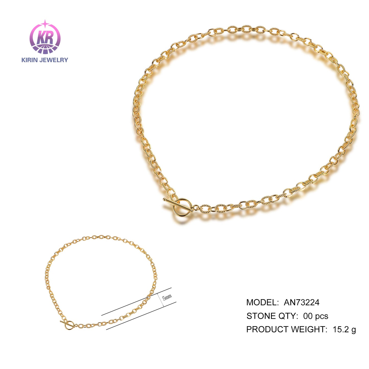 925 silver necklace with 14K gold plating AN73224 Kirin Jewelry