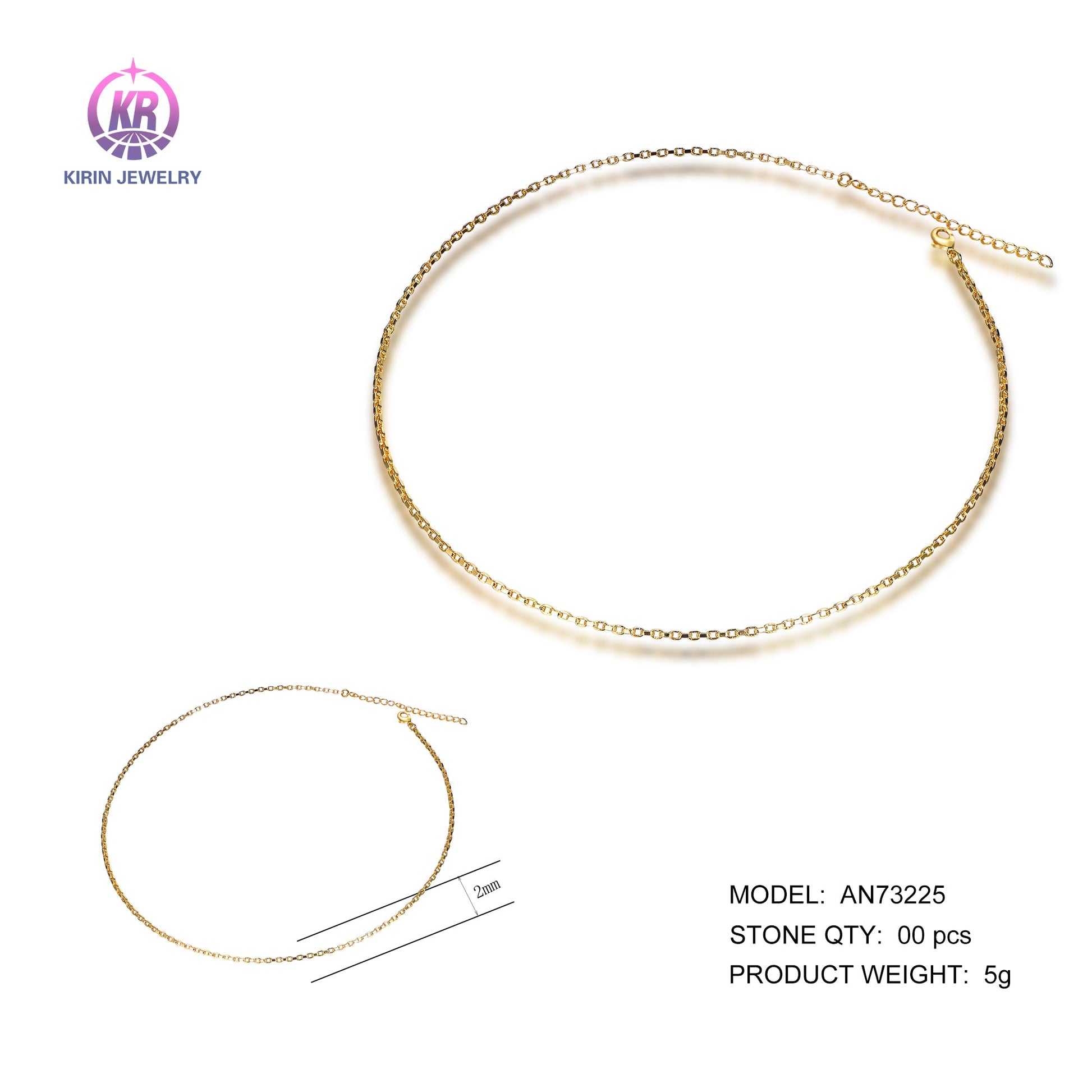 925 silver necklace with 14K gold plating AN73225 Kirin Jewelry