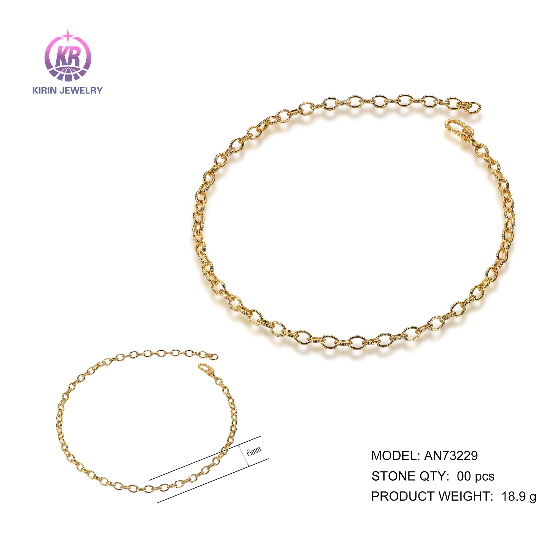 925 silver necklace with 14K gold plating AN73229 Kirin Jewelry