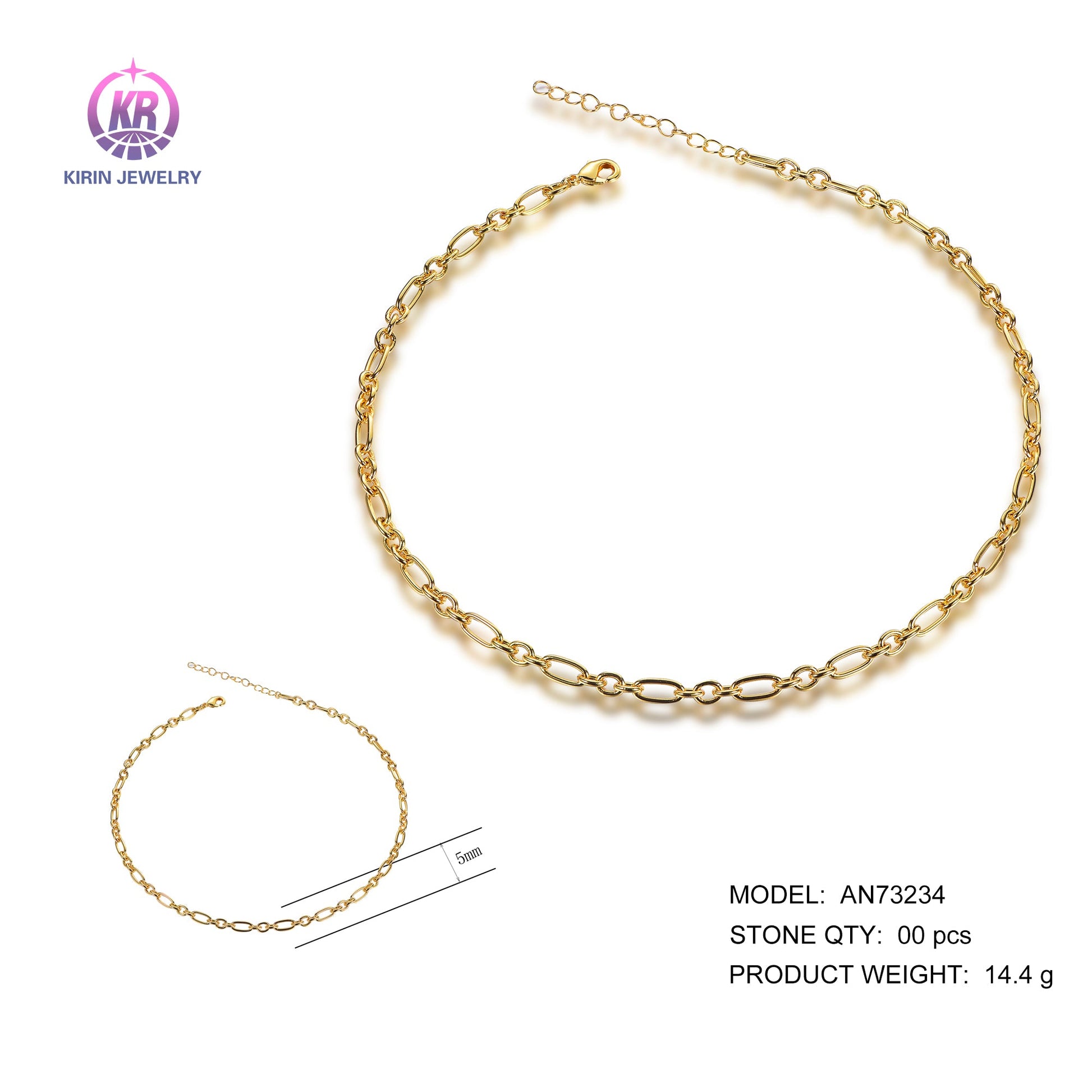 925 silver necklace with 14K gold plating AN73234 Kirin Jewelry