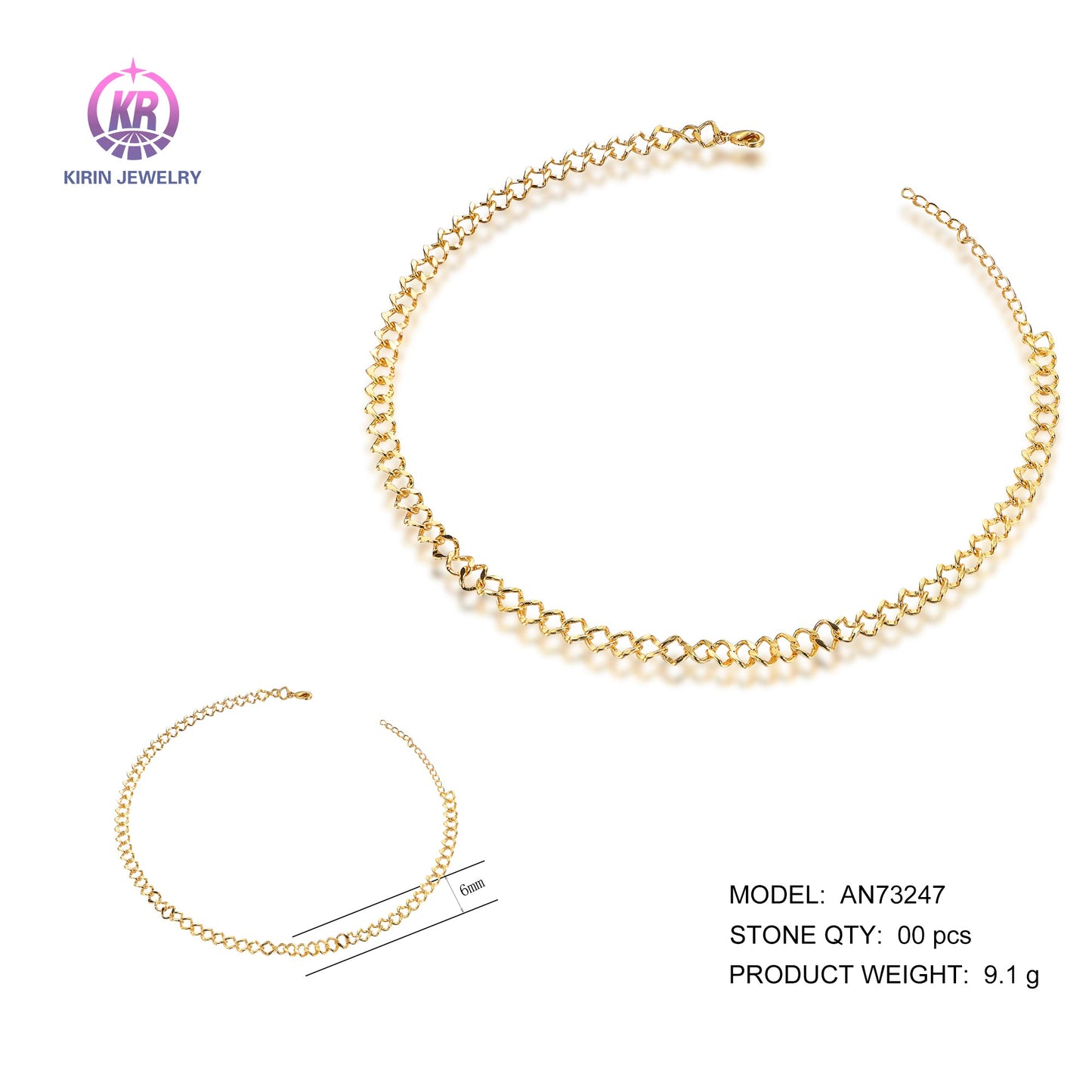 925 silver necklace with 14K gold plating AN73247 Kirin Jewelry