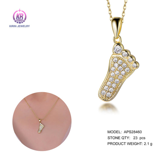 925 silver necklace with 14K gold plating CZ 28460 Kirin Jewelry