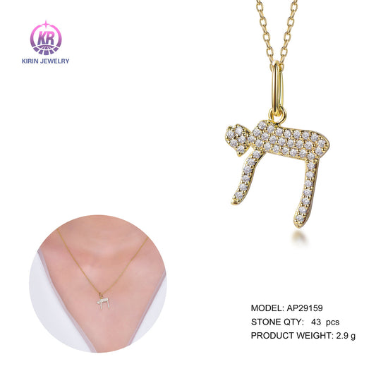 925 silver necklace with 14K gold plating CZ 29159 Kirin Jewelry