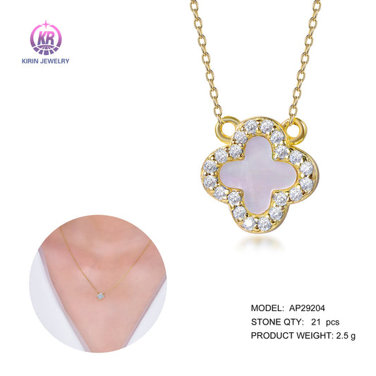 925 silver necklace with 14K gold plating CZ 29204 Kirin Jewelry