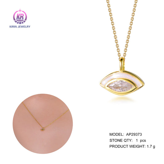 925 silver necklace with 14K gold plating CZ 29373 Kirin Jewelry