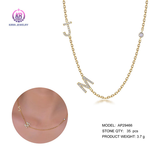 925 silver necklace with 14K gold plating CZ 29466 Kirin Jewelry