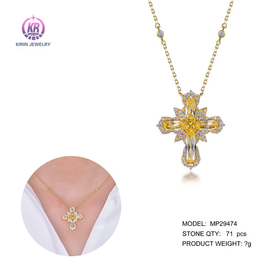 925 silver necklace with 14K gold plating CZ 29474 Kirin Jewelry