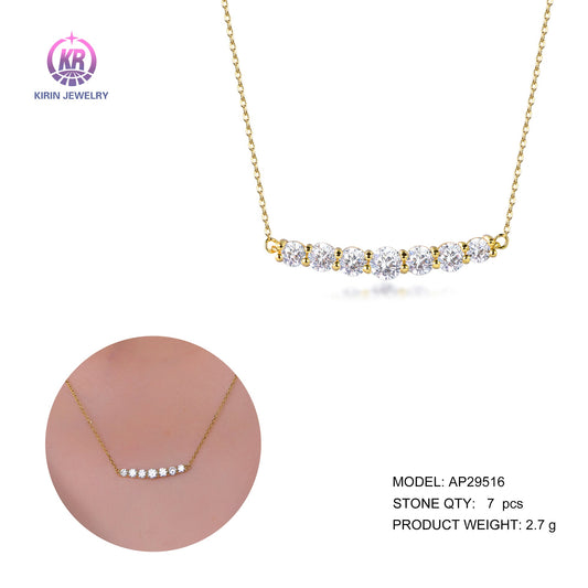 925 silver necklace with 14K gold plating CZ 29516 Kirin Jewelry