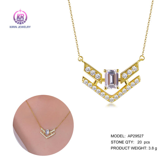 925 silver necklace with 14K gold plating CZ 29527 Kirin Jewelry