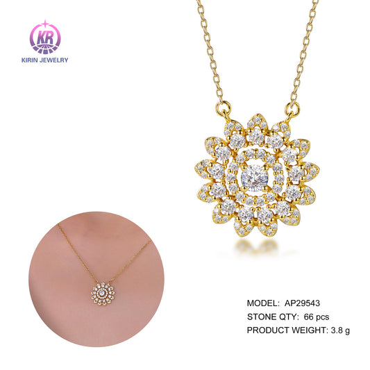 925 silver necklace with 14K gold plating CZ 29543 Kirin Jewelry