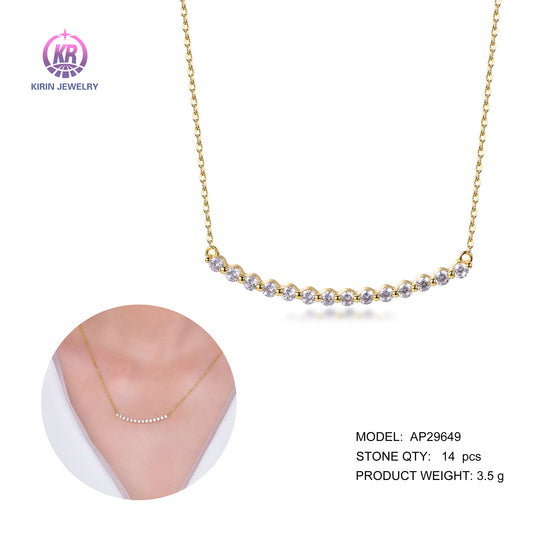 925 silver necklace with 14K gold plating CZ 29649 Kirin Jewelry