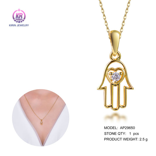 925 silver necklace with 14K gold plating CZ 29650 Kirin Jewelry