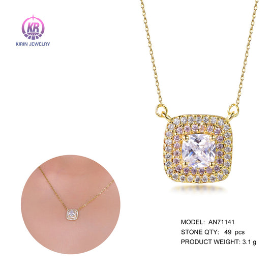 925 silver necklace with 14K gold plating CZ 71141 Kirin Jewelry