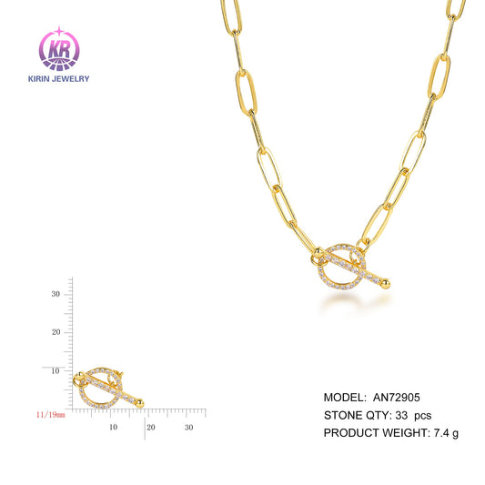 925 silver necklace with 14K gold plating CZ 72905 Kirin Jewelry