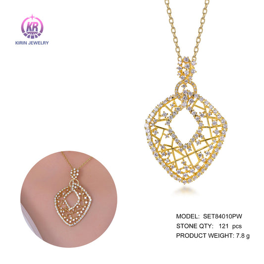 925 silver necklace with 14K gold plating CZ 84010 Kirin Jewelry