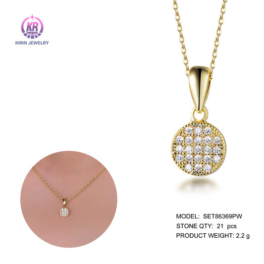 925 silver necklace with 14K gold plating CZ 86369 Kirin Jewelry