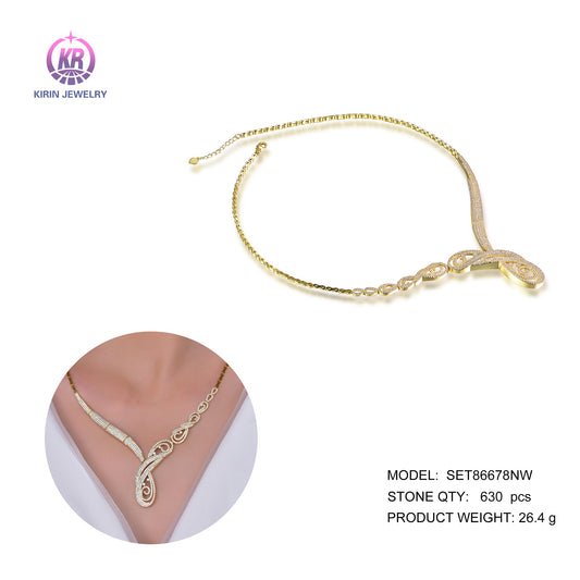 925 silver necklace with 14K gold plating CZ 86678 Kirin Jewelry