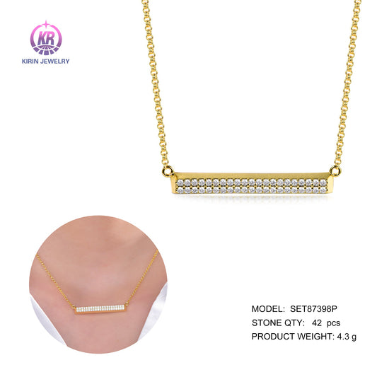 925 silver necklace with 14K gold plating CZ 87398 Kirin Jewelry