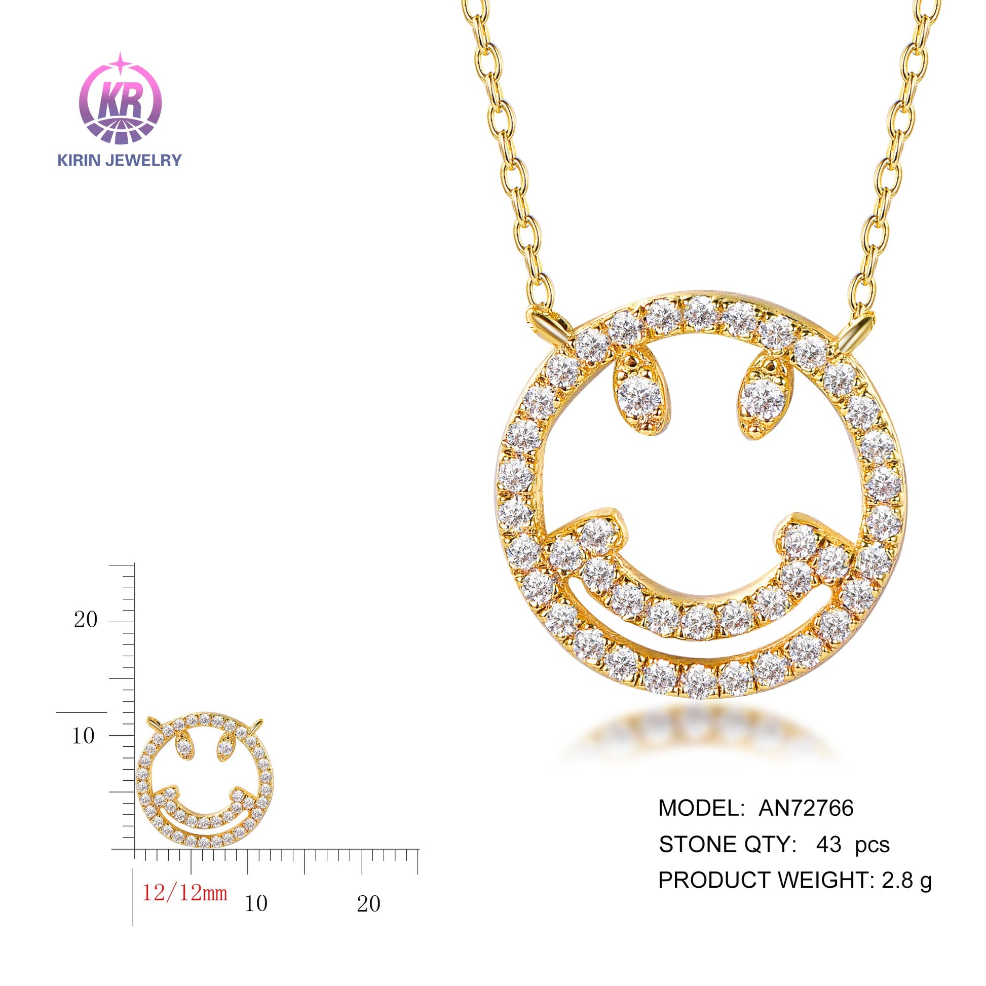 925 silver necklace with 14K gold plating CZ AN72766 Kirin Jewelry