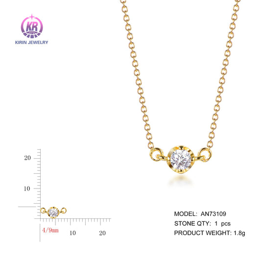 925 silver necklace with 14K gold plating CZ AN73109 Kirin Jewelry