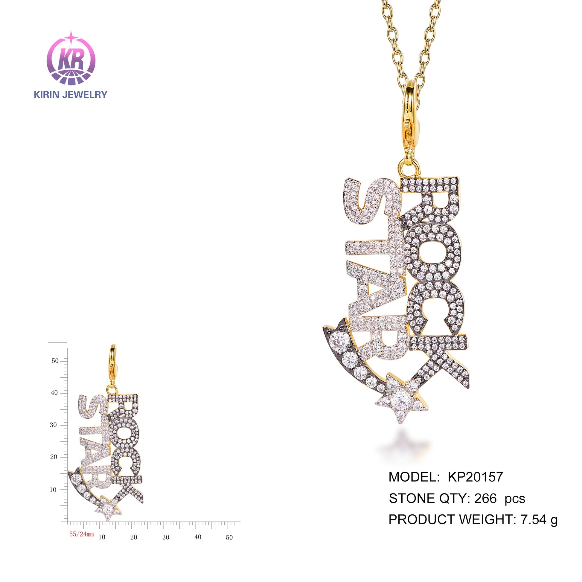 925 silver necklace with 14K gold plating CZ KP20157 Kirin Jewelry