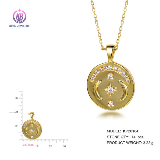 925 silver necklace with 14K gold plating CZ KP20184 Kirin Jewelry