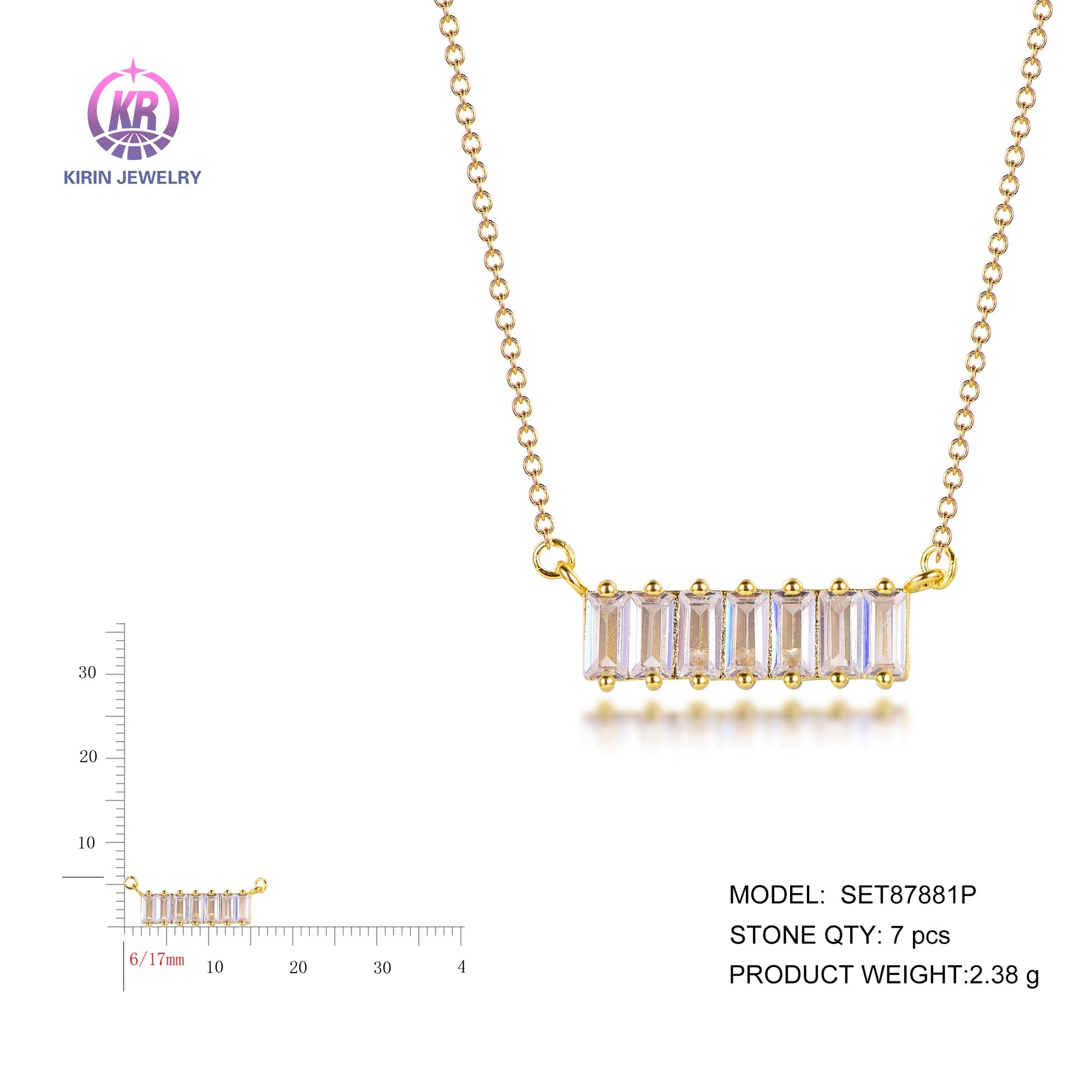 925 silver necklace with 14K gold plating CZ SET87881P Kirin Jewelry