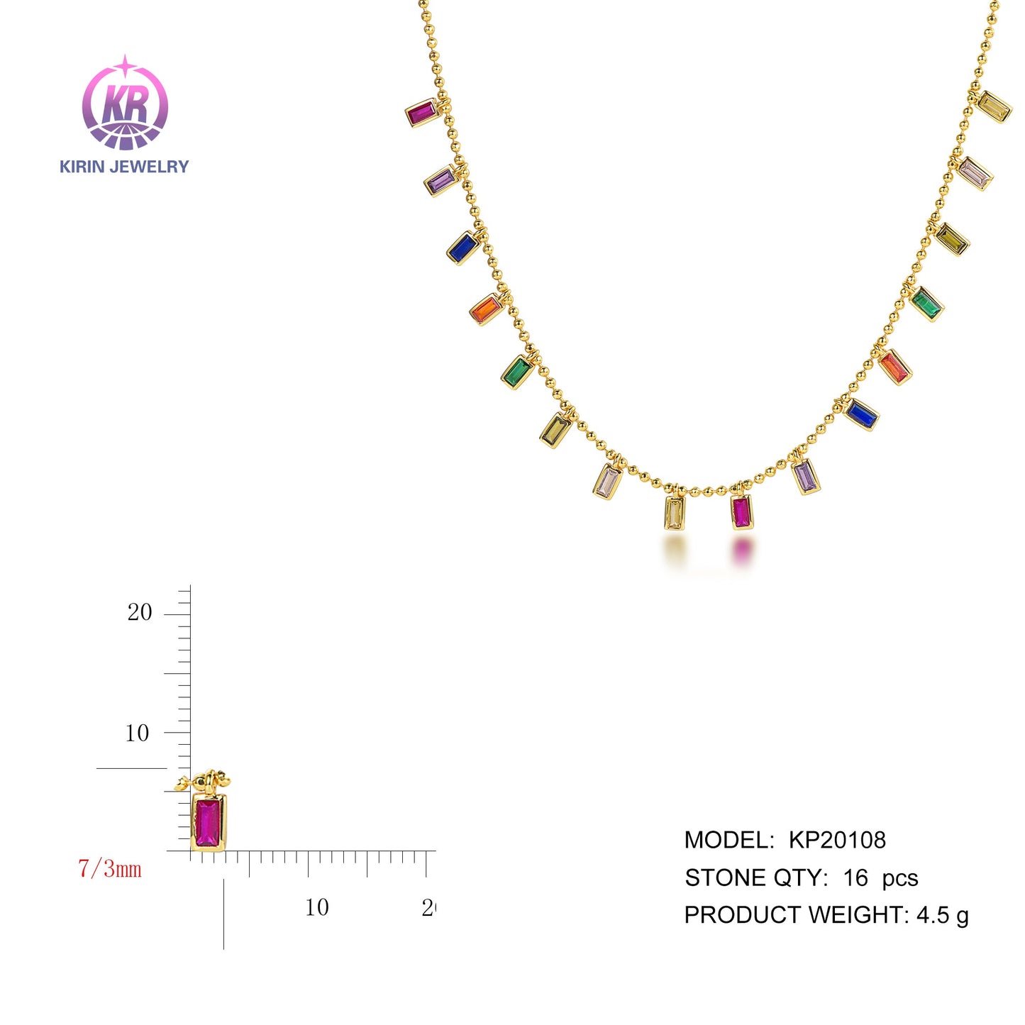 925 silver necklace with 14K gold plating color CZ 20108 Kirin Jewelry