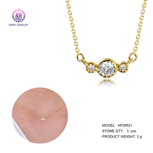 925 silver necklace with 14k gold plating CZ 29521 Kirin Jewelry