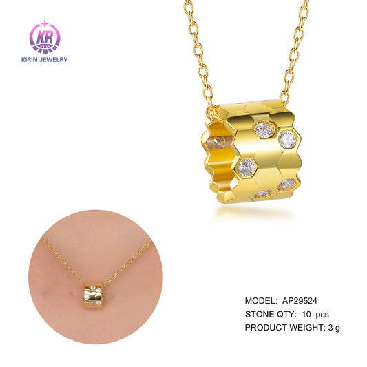 925 silver necklace with 14k gold plating CZ 29524 Kirin Jewelry