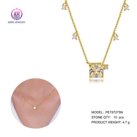 925 silver necklace with necklace 14K gold plating CZ 87275 Kirin Jewelry