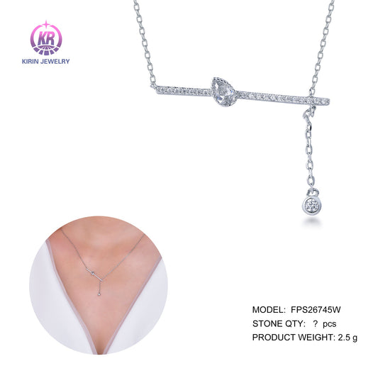 925 silver necklace with rhodium plating CZ 26745 Kirin Jewelry