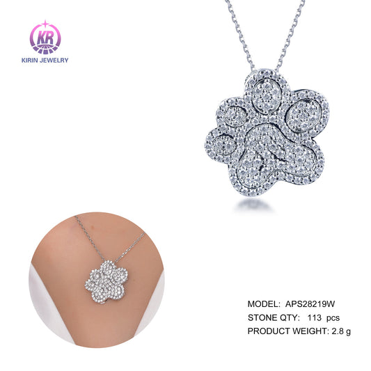 925 silver necklace with rhodium plating CZ 28219 Kirin Jewelry