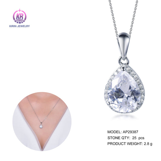 925 silver necklace with rhodium plating CZ 29387 Kirin Jewelry