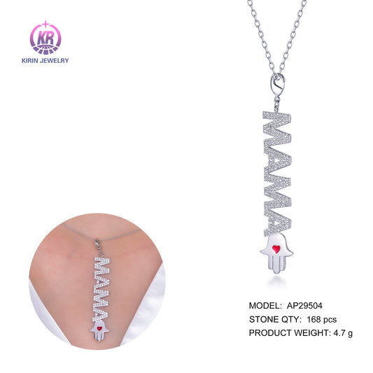 925 silver necklace with rhodium plating CZ 29504 Kirin Jewelry