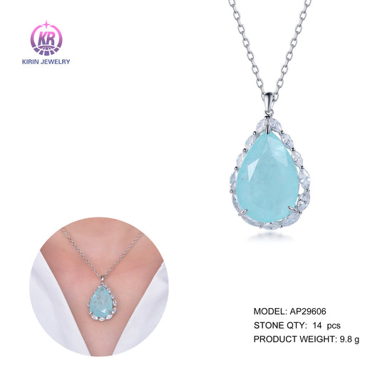 925 silver necklace with rhodium plating CZ 29606 Kirin Jewelry