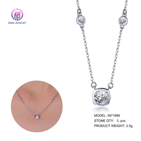 925 silver necklace with rhodium plating CZ 71886 Kirin Jewelry