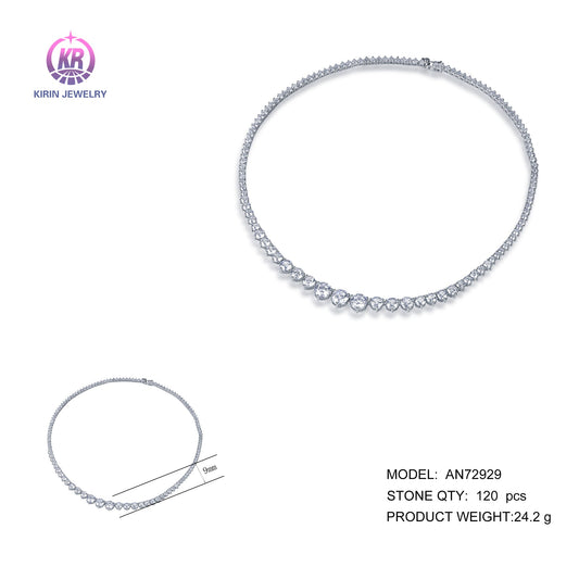 925 silver necklace with rhodium plating CZ 72929 Kirin Jewelry