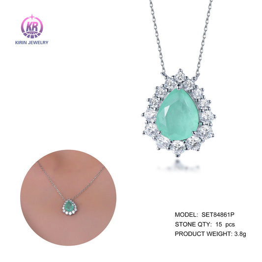 925 silver necklace with rhodium plating CZ 84861 Kirin Jewelry