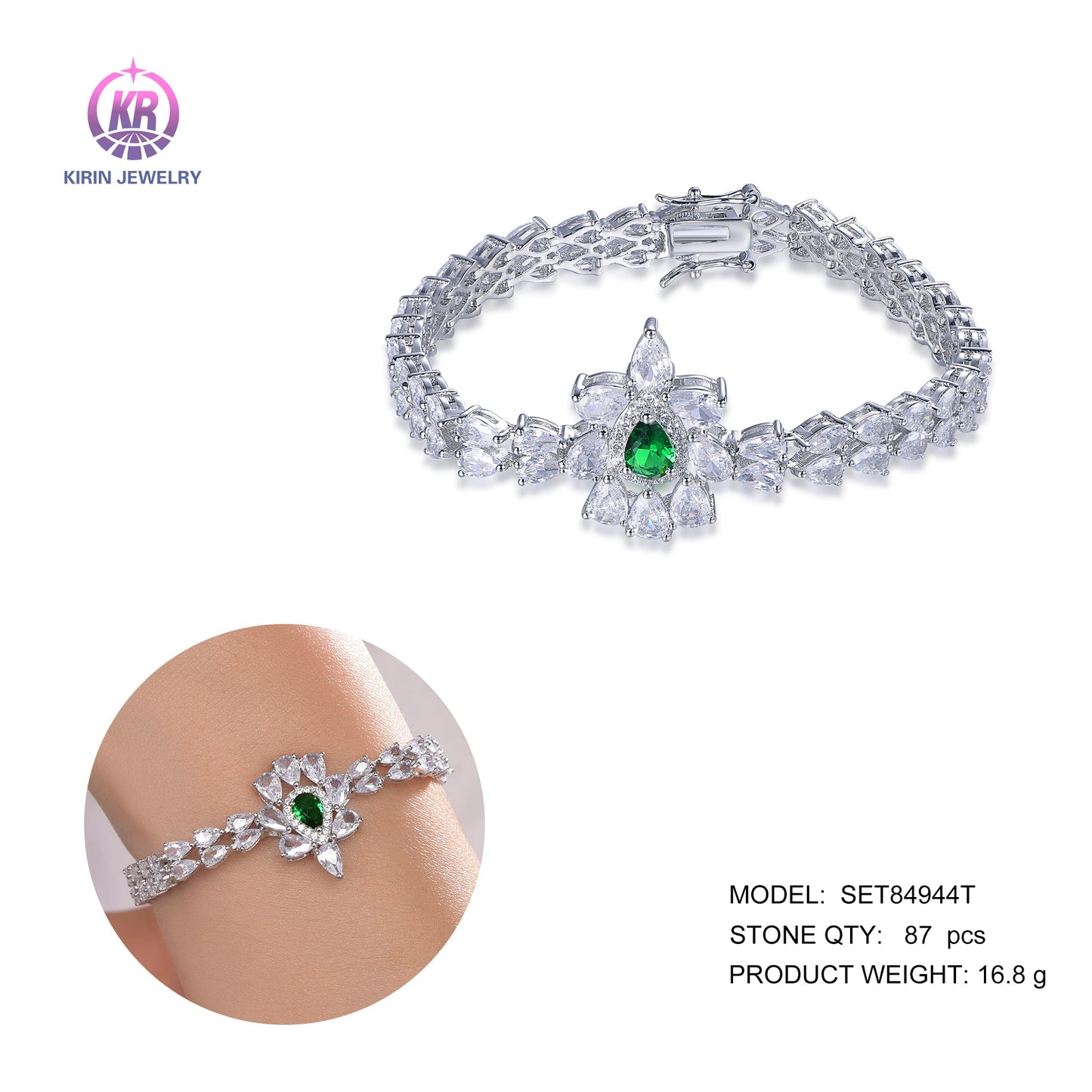 925 silver necklace with rhodium plating CZ 84944 Kirin Jewelry