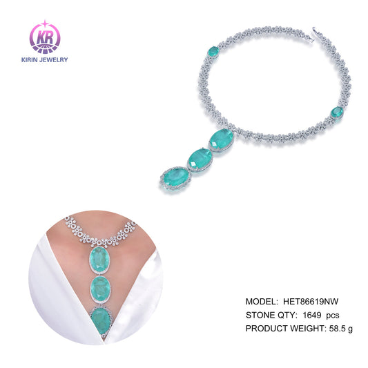 925 silver necklace with rhodium plating CZ 86619 Kirin Jewelry