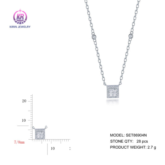 925 silver necklace with rhodium plating CZ 86904 Kirin Jewelry