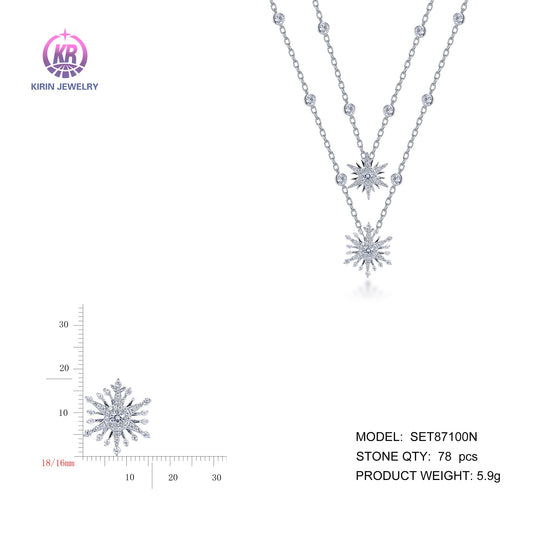 925 silver necklace with rhodium plating CZ 87100 Kirin Jewelry