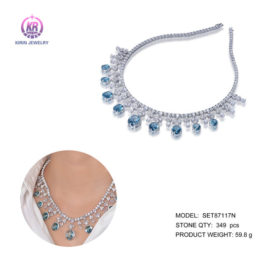 925 silver necklace with rhodium plating CZ 87117 Kirin Jewelry