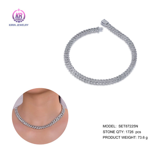 925 silver necklace with rhodium plating CZ 87225 Kirin Jewelry