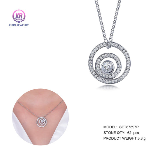 925 silver necklace with rhodium plating CZ 87397 Kirin Jewelry